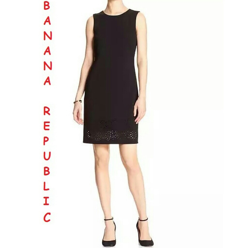 Banana Republic Laser-Cut New Black Sheath Dress